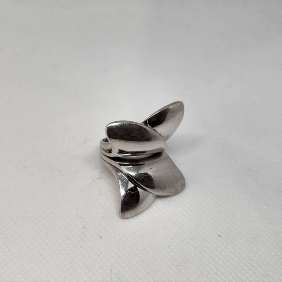 VINTAGE ITALY STERLING SILVER 925 HAN SIGNED MODERNIST RING SIZE 6 - Picture 2 of 7